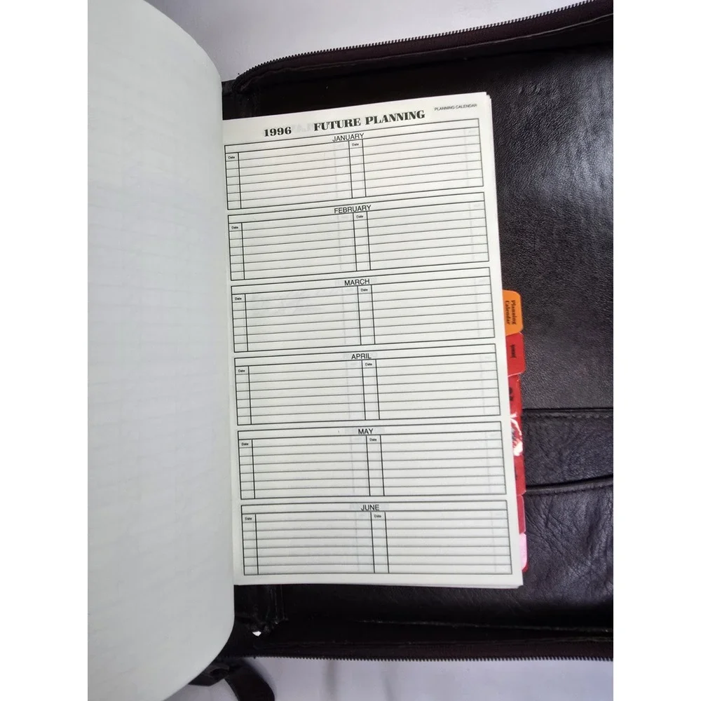 Vintage Franklin Covey Full Grain Leather Planner Binder Burgundy Zip Handle USA